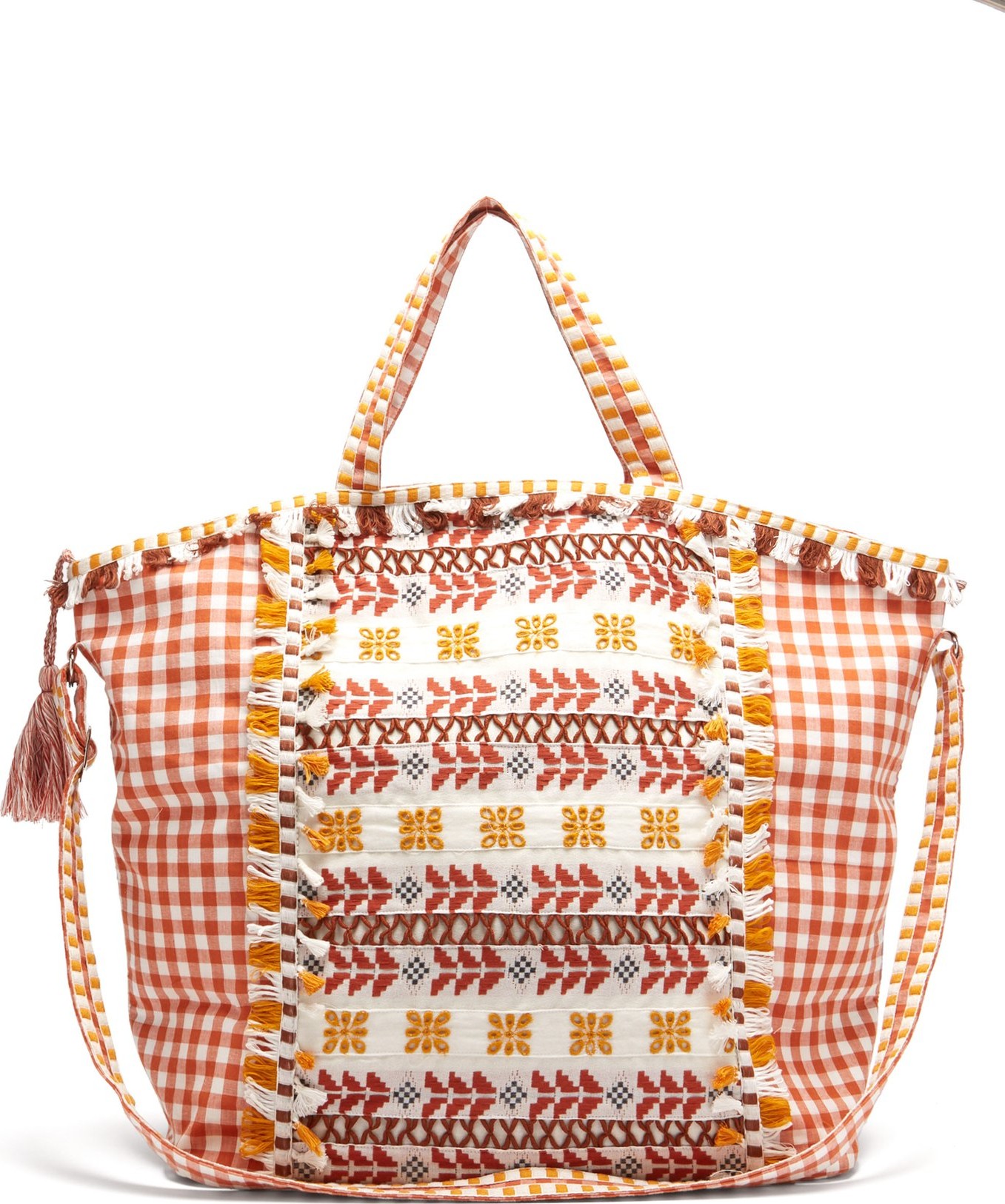 DODO BAR OR Oana gingham-jacquard cotton beach bag