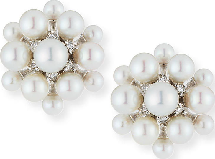 Paul Morelli 18k White Gold Pearl & Diamond Orbit Earrings