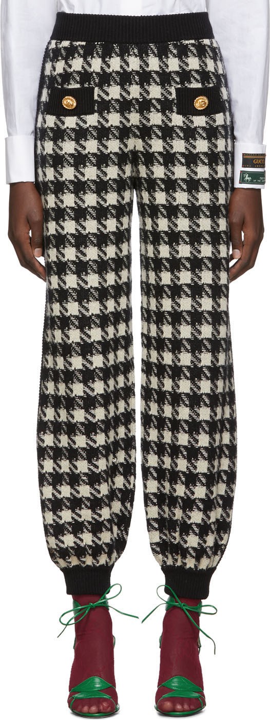 Gucci Black & Off-White Houndstooth Lounge Pants