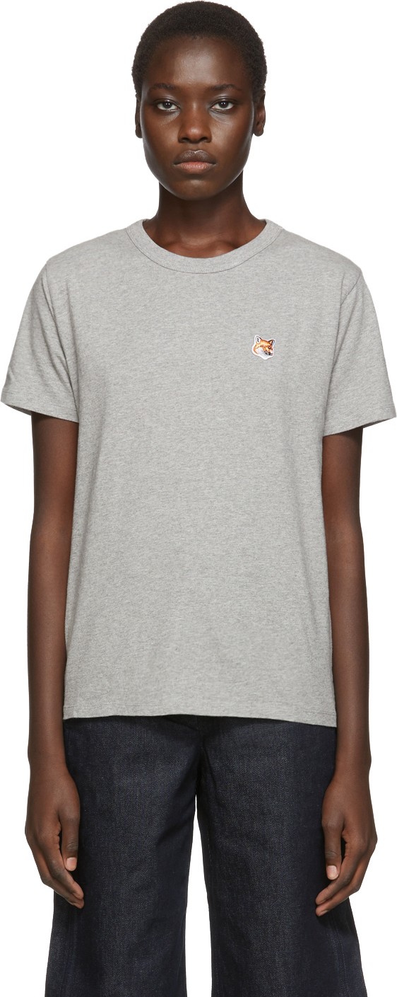 Maison Kitsune Grey Fox Head T-Shirt
