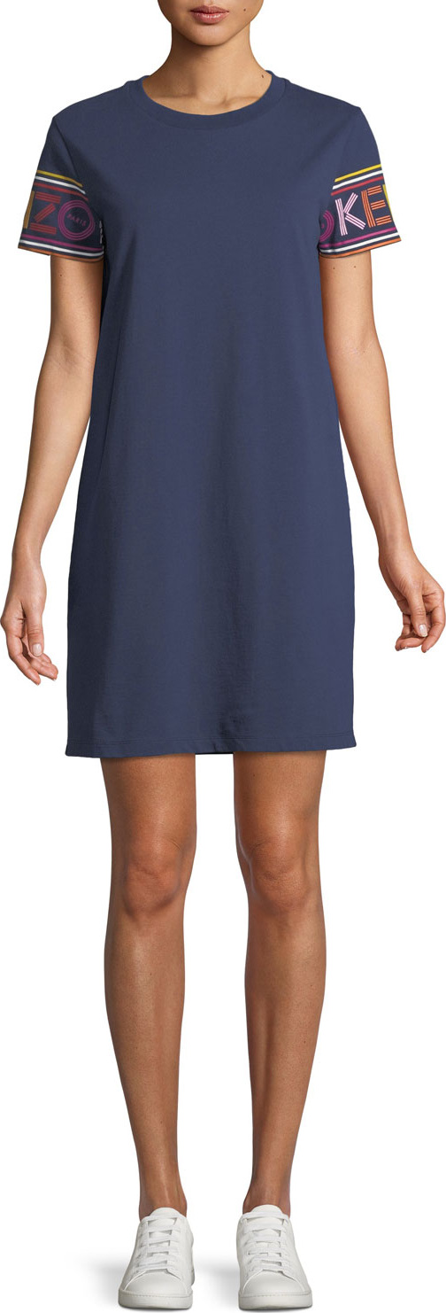 KENZO Crewneck Logo-Sleeve Mini Shirtdress