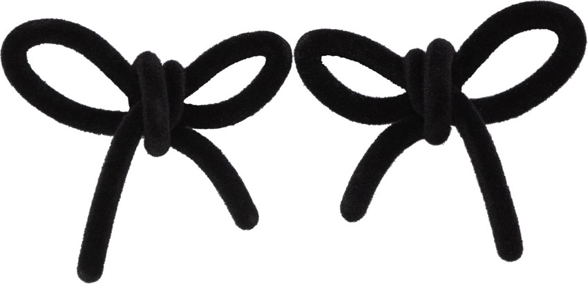 Shushu/Tong SSENSE Exclusive Black YVMIN Edition Velvet Bow Earrings