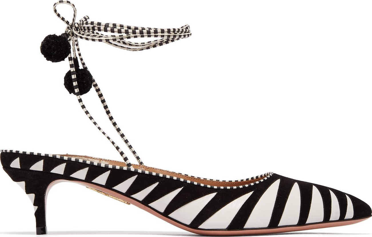 Aquazzura Cuzco 45 patterned suede kitten-heel mules