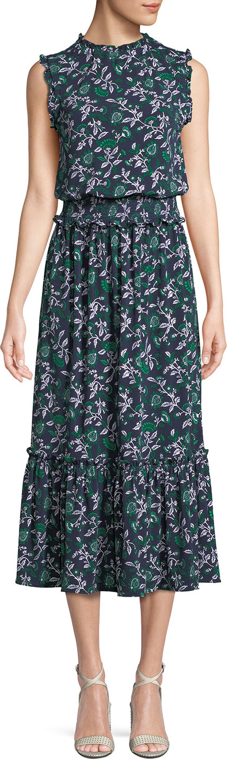 MICHAEL MICHAEL KORS Sleeveless Boho Midi Dress w/ Smocked Waist MICHAEL MICHAEL KORS Sleeveless Boho Midi Dress w/ Smocked Waist