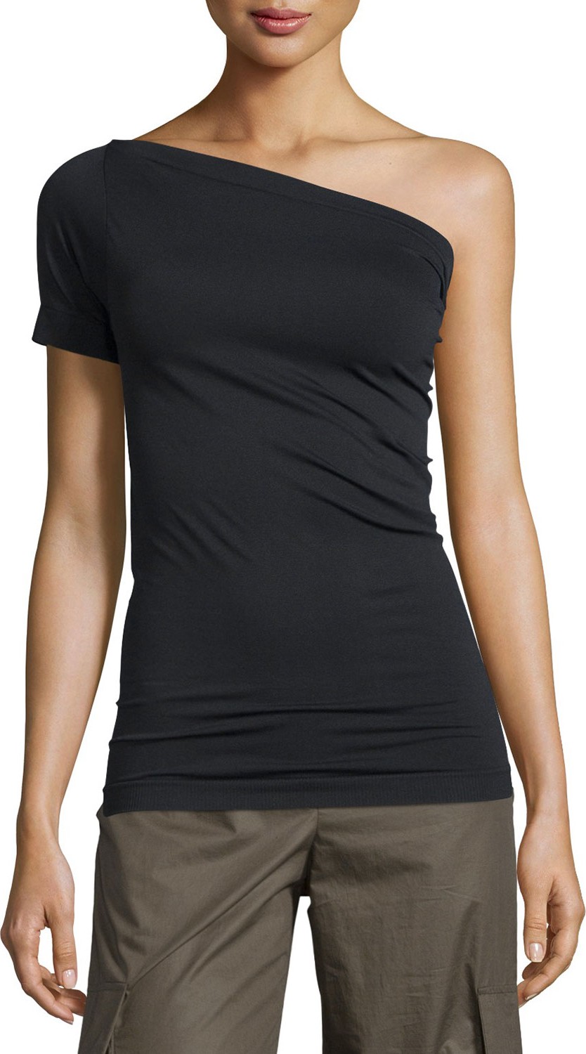 Helmut Lang One-Shoulder Stretch-Knit Tee