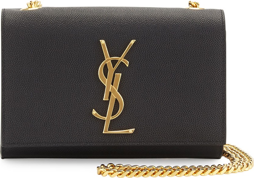 Saint Laurent Kate Monogram YSL Leather Crossbody Bag, Black