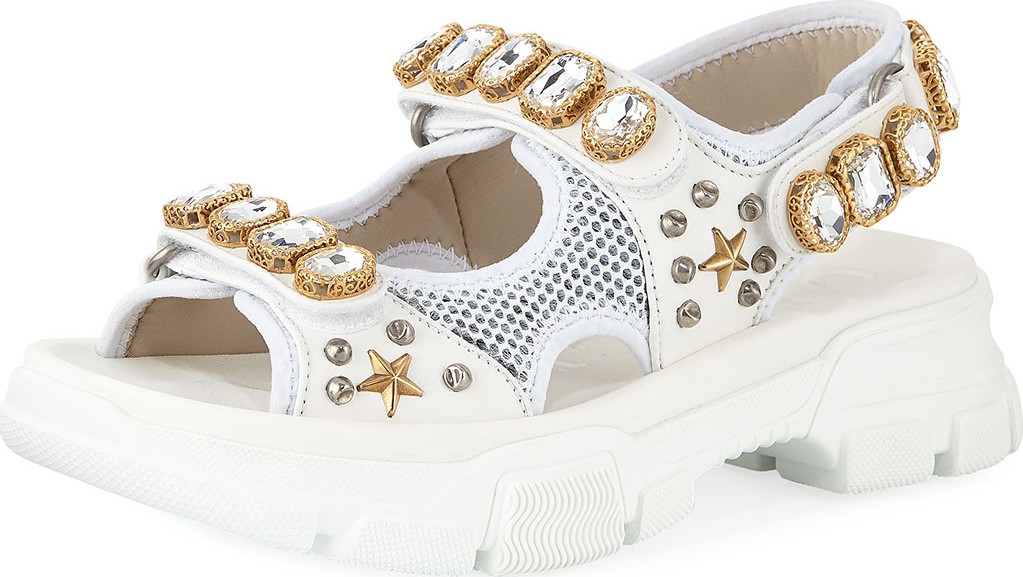 Gucci Metallic and Mesh Embellished Sandals Gucci Metallic and Mesh Embellished Sandals