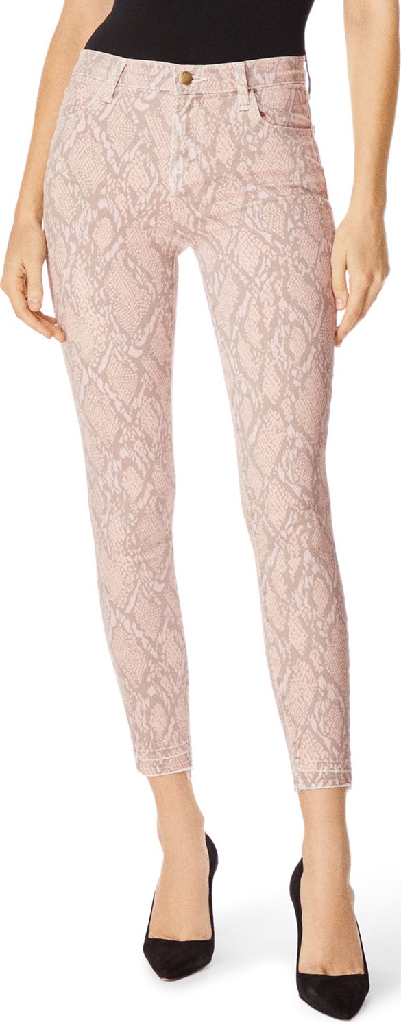 J BRAND Alana High-Rise Cropped Snake-Print Jeans