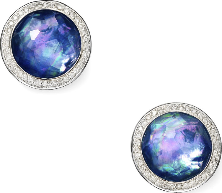 IPPOLITA Stella Stud Earrings in Royal Doublet with Diamonds