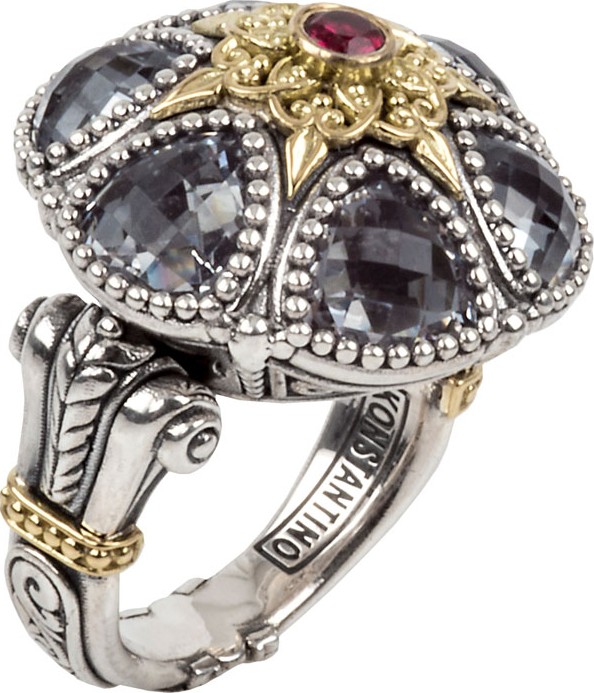 Konstantino Pythia Floral Crystal & Corundum Ring