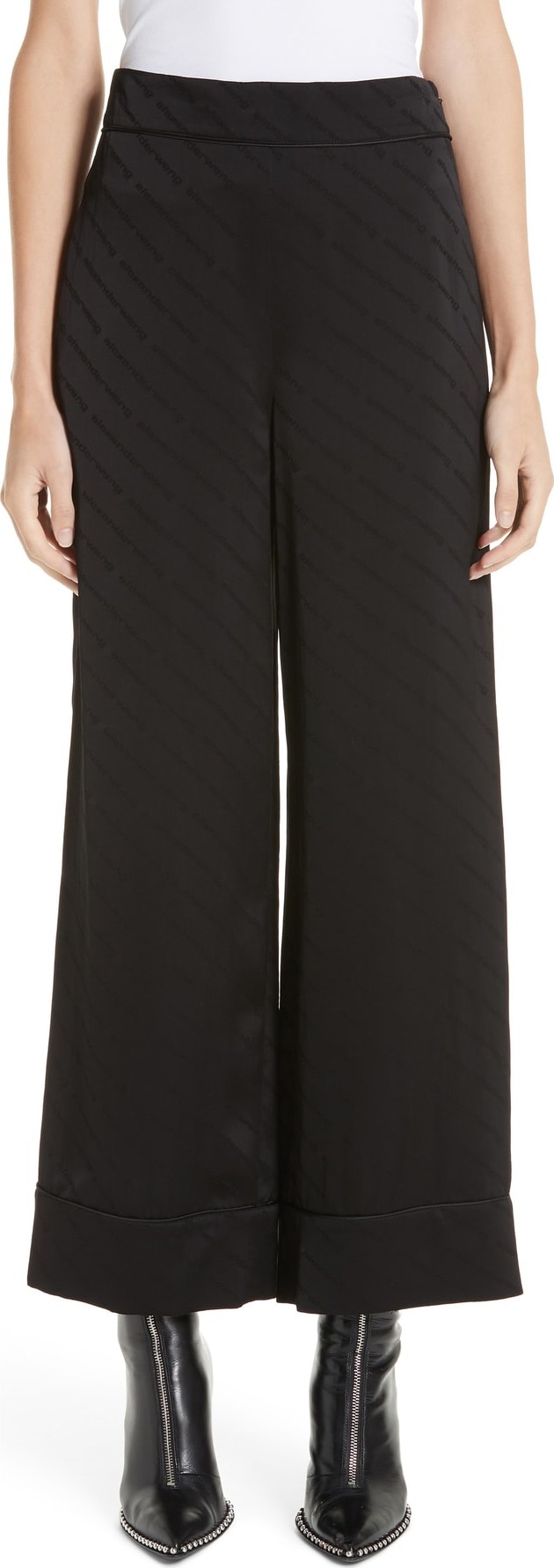 Alexander Wang Logo Jacquard Wide Leg Pajama Pants