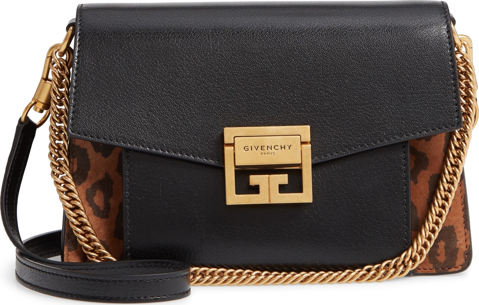 Givenchy Small GV3 Leopard Print Leather Crossbody Bag