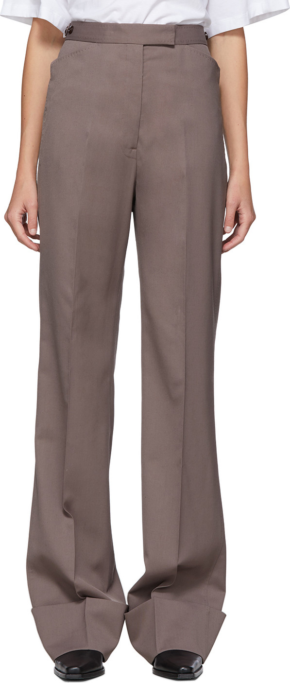 Lemaire Taupe Wool Straight Trousers