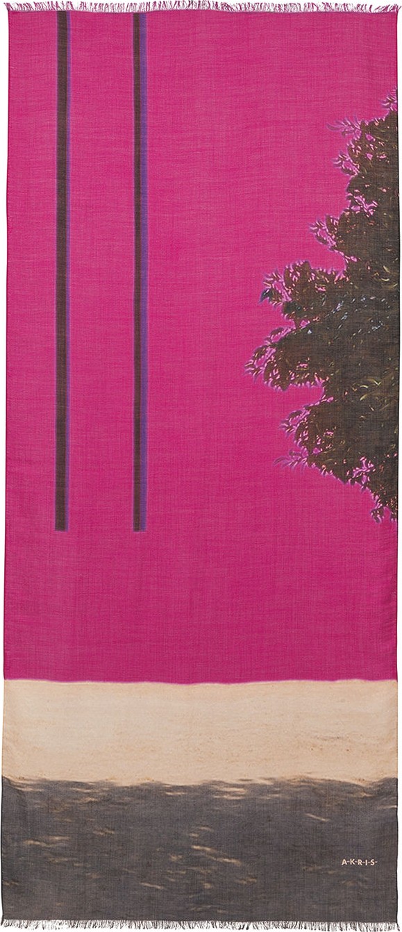 Akris Olive-Tree Graphic Cashmere-Silk Scarf