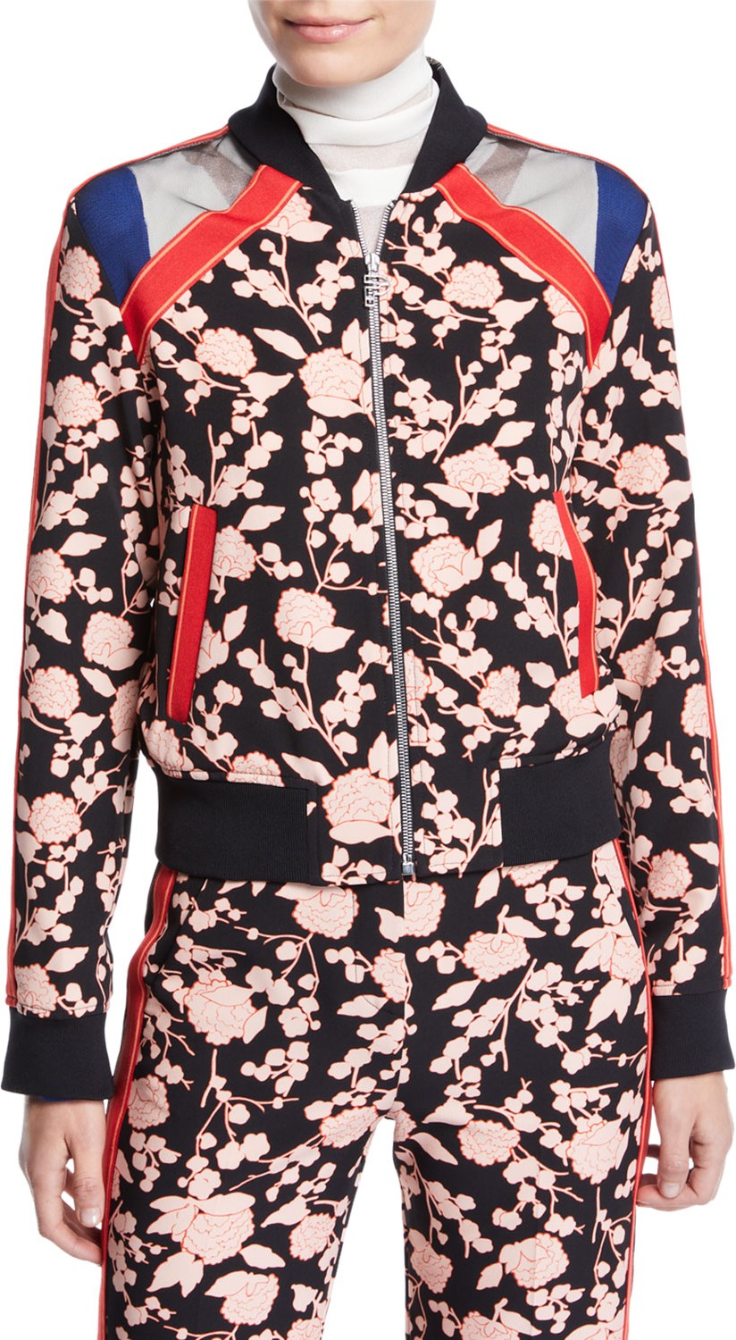 Pinko Floral Zip-Front Bomber Jacket