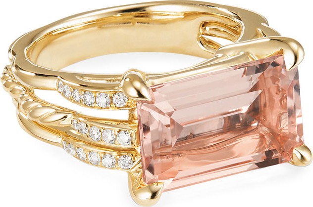 David Yurman Tides 18k Gold Diamond & Morganite Ring, Size 6