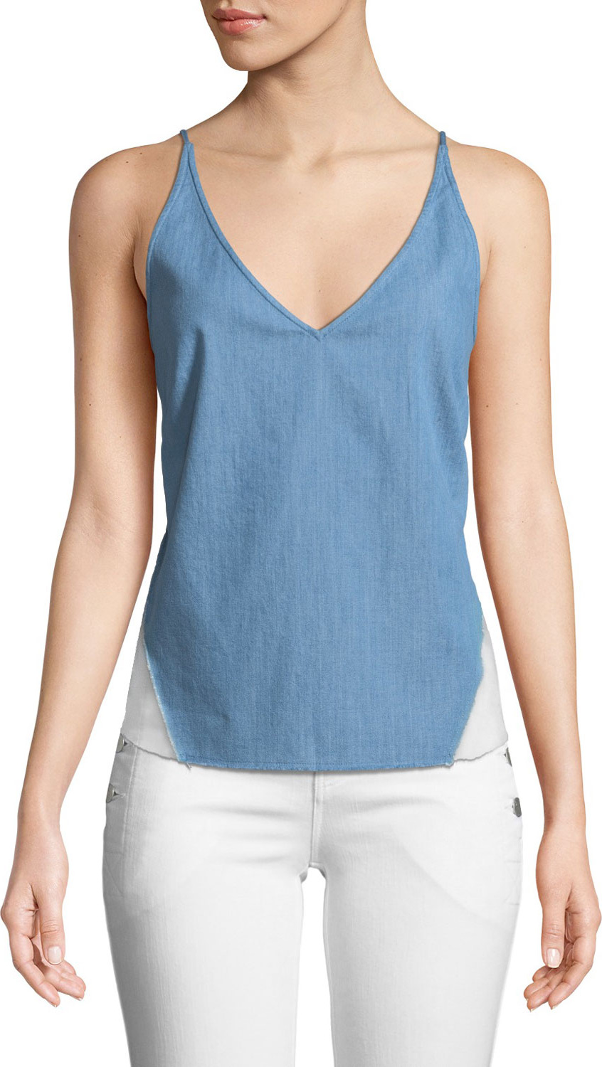 J BRAND Lucy V-Neck Chambray Cami Top