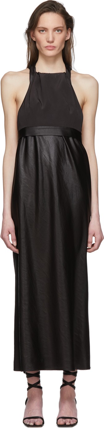 Tibi Black Celia Drape Bias Dress
