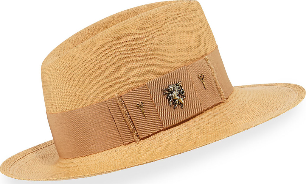 Philip Treacy Raiders Straw Trilby Panama Hat