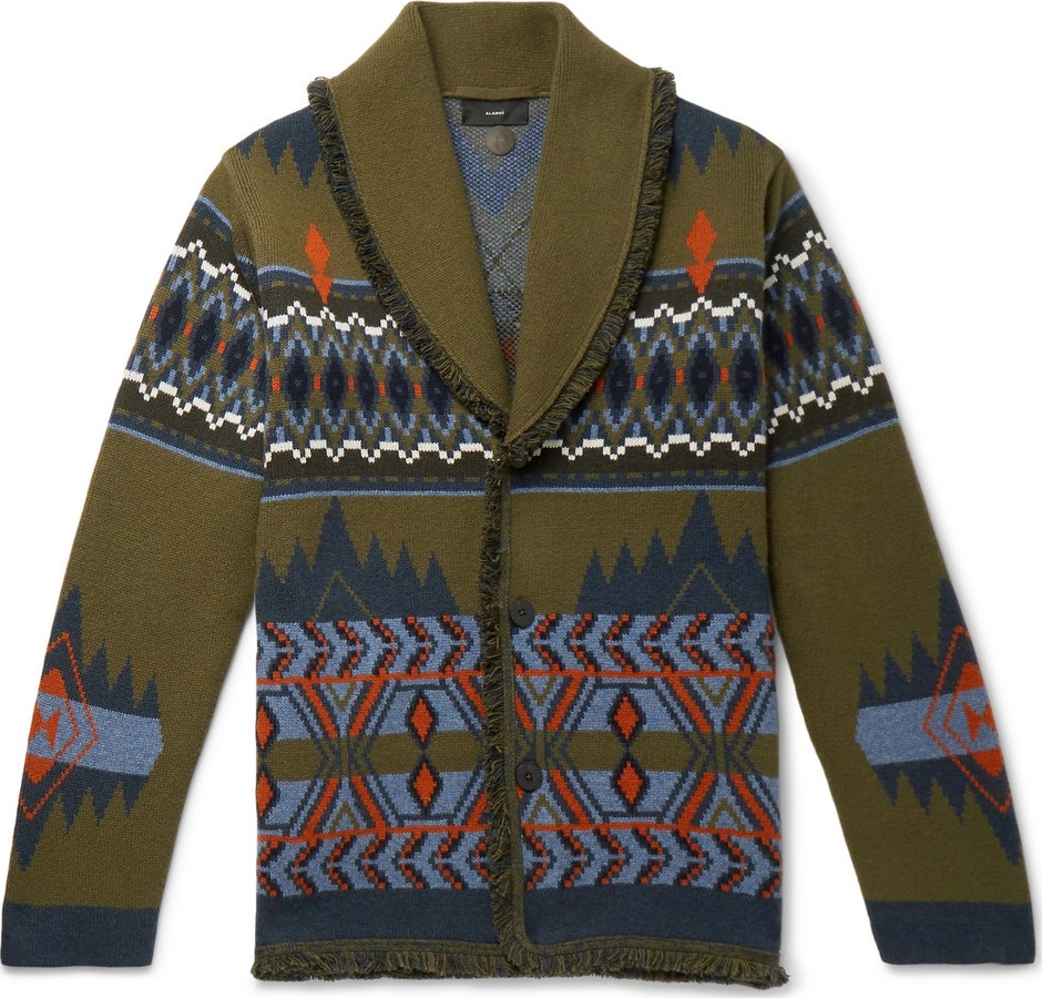 Alanui Fringed Fair Isle Cashmere-Jacquard Cardigan
