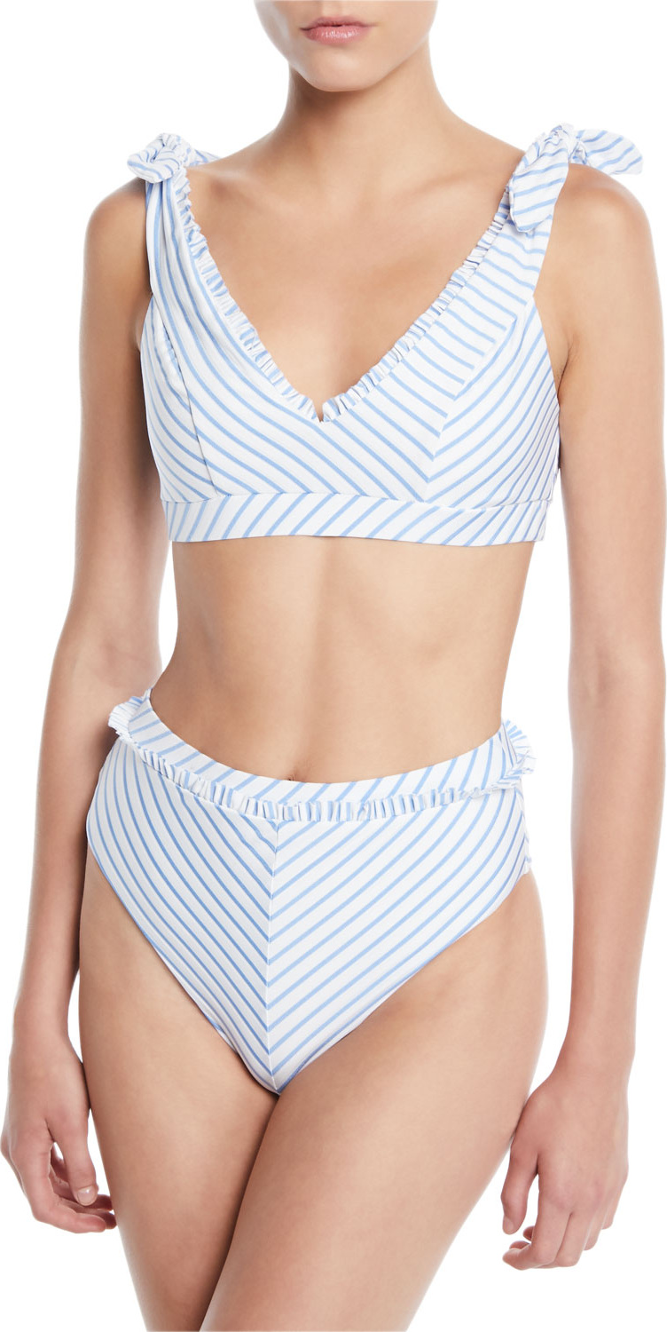 TULAROSA Em Striped Bikini Top