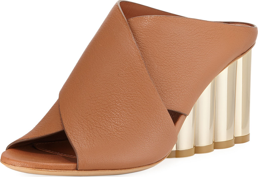 Salvatore Ferragamo Lisa 70 Runway Leather Cross-Band Mule Sandal