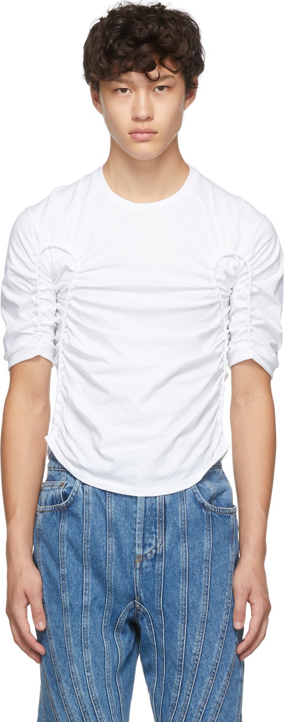 Mugler White Gathered T-Shirt