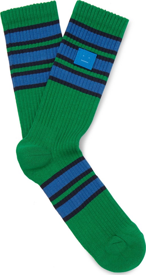 Acne Studios Striped Ribbed Stretch Cotton-Blend Socks
