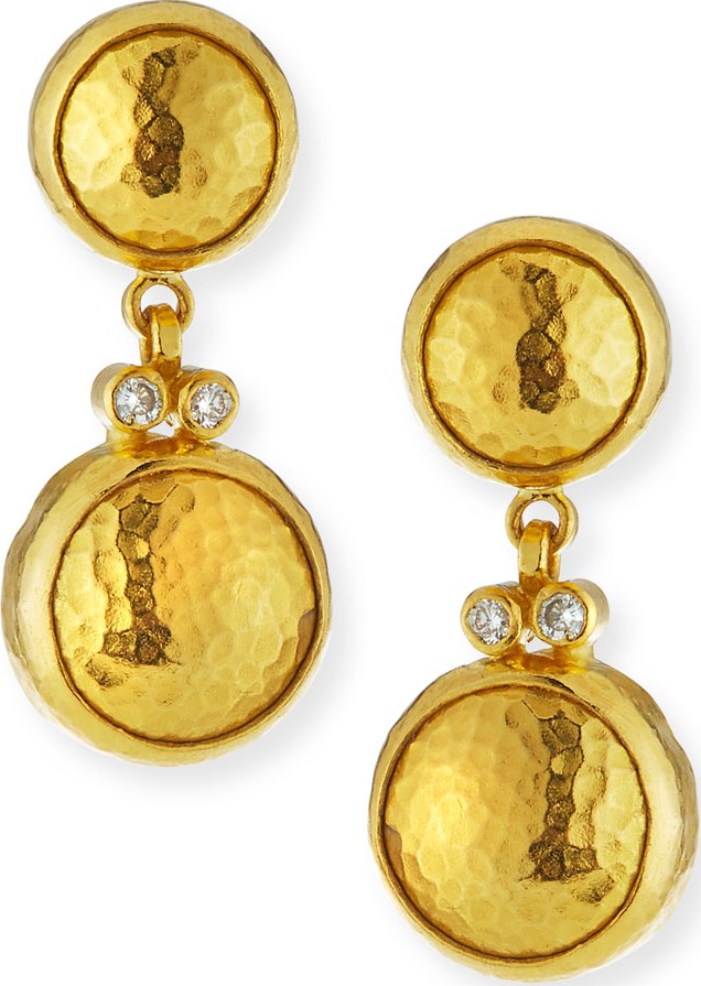 GURHAN 24k Double-Drop Earrings with Diamonds