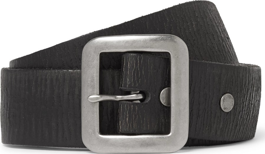 Rrl 3.5cm Black Burlington Distressed Leather Belt