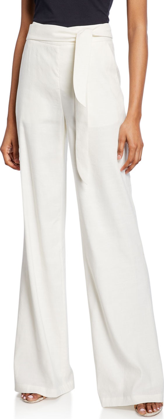 Veronica Beard Melika Belted Wide-Leg Pants