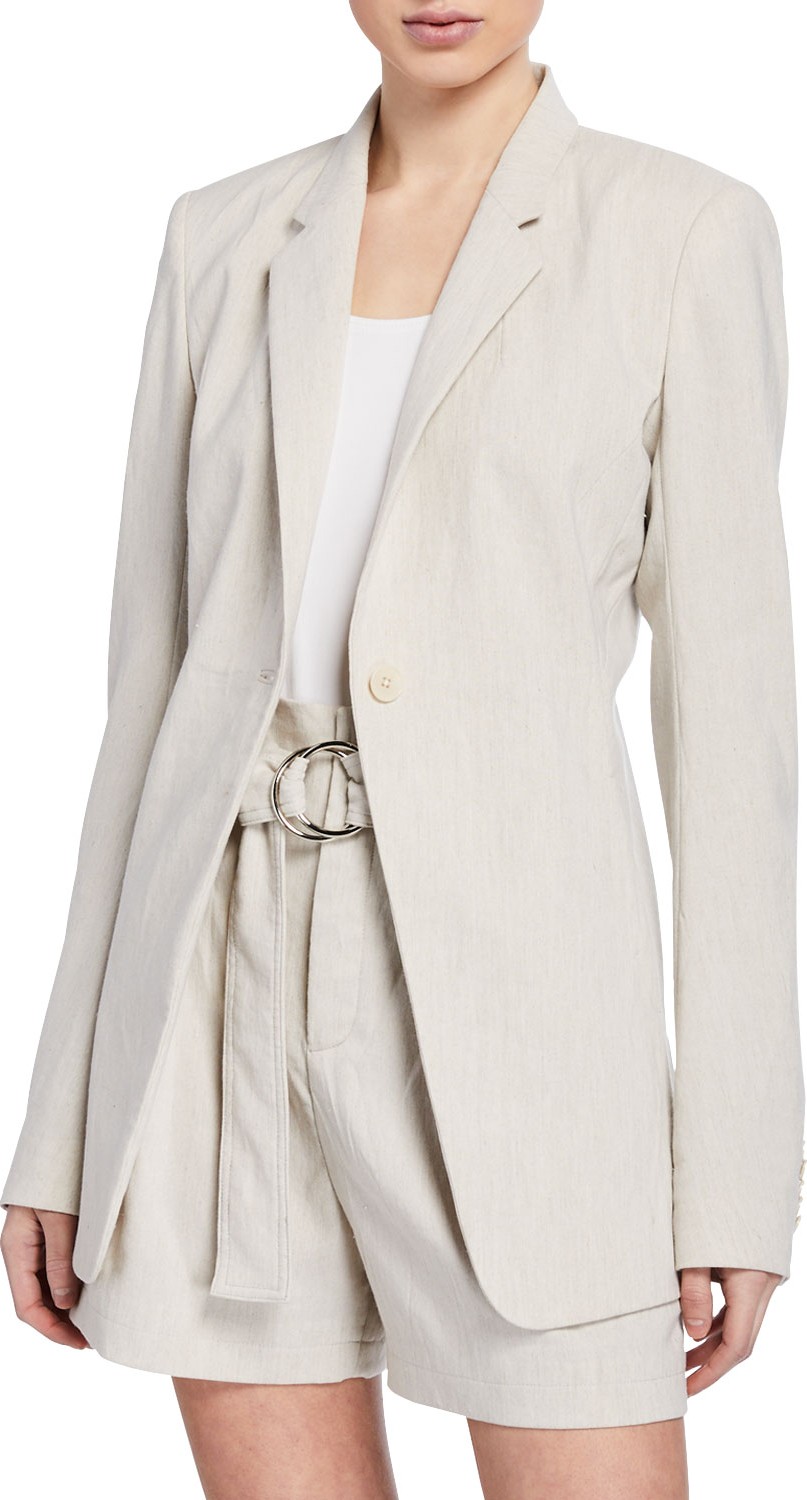 Elie Tahari Hillary One-Button Linen Jacket