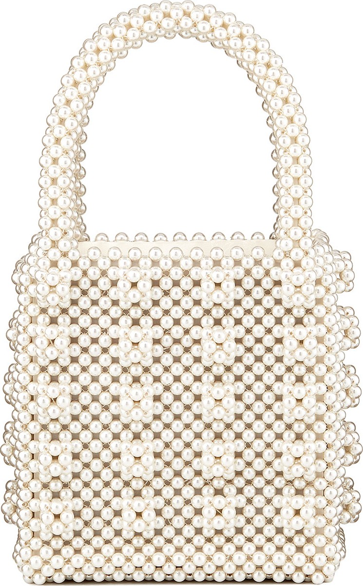 Shrimps Antonia Beaded Top Handle Bag  Cream