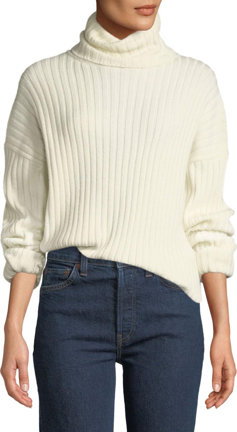 RE/DONE Chunky Ribbed Turtleneck Wool-Cashmere Sweater