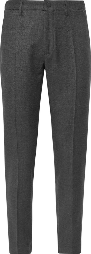 Incotex Dark-Grey Tapered Wool-Blend Trousers