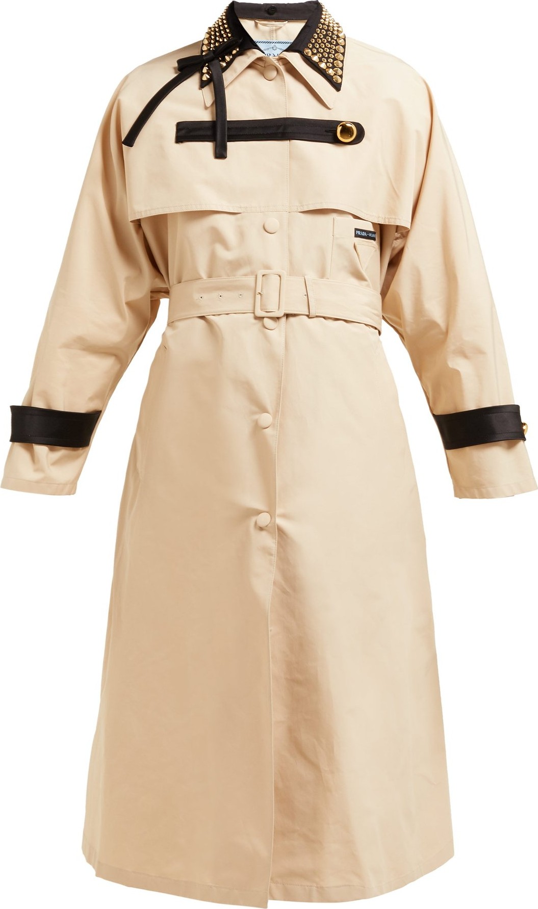 Prada Stud-embellished cotton-blend trench coat