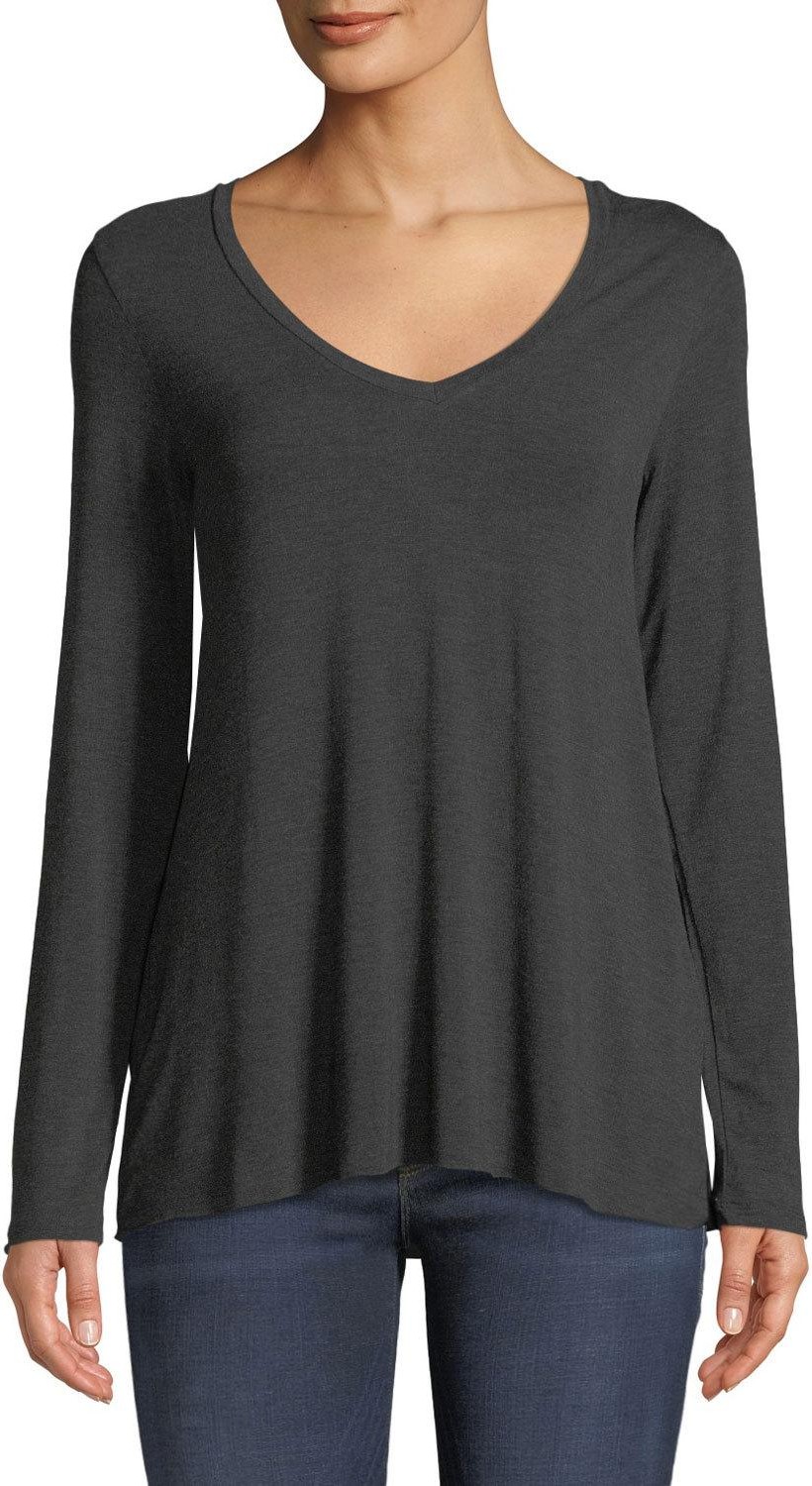 Majestic Viscose Jersey A-Line Long-Sleeve Top