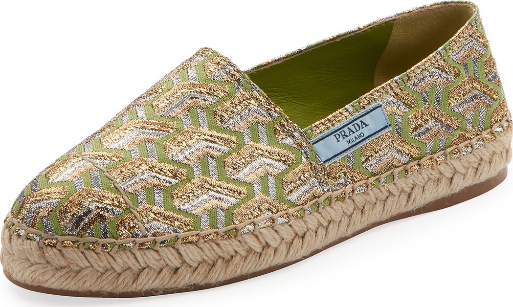 Prada Geo Brocade 20mm Slip-On Espadrilles