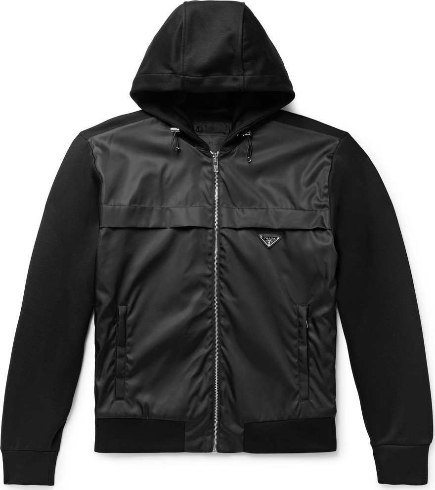 Prada Nylon-Panelled Cotton-Blend Jersey Zip-Up Hoodie