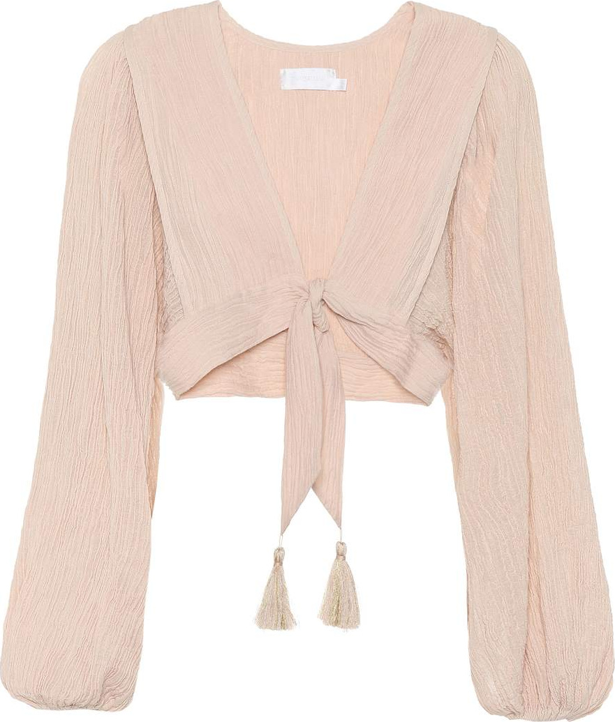 Zimmermann Crinkled cotton-blend tie top
