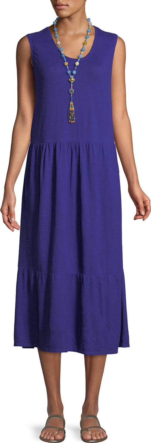 Eileen Fisher Hemp-Cotton Tiered Midi Dress