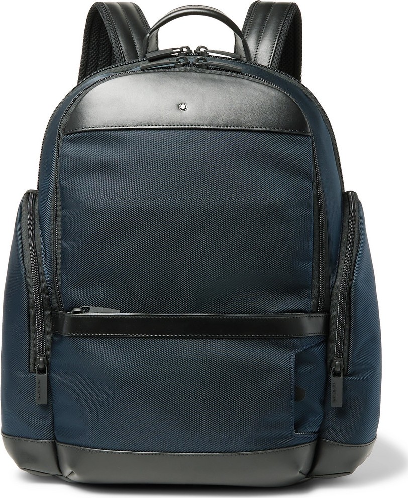 Montblanc Nightflight Leather-Trimmed Canvas Backpack
