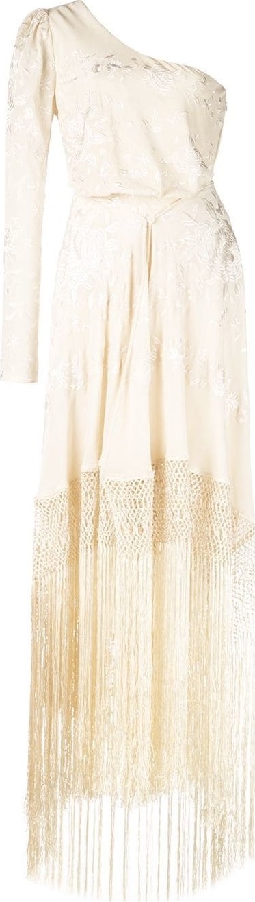 Johanna Ortiz fringed one shoulder dress