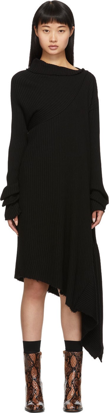 Marques'Almeida Black Draped Neck Dress