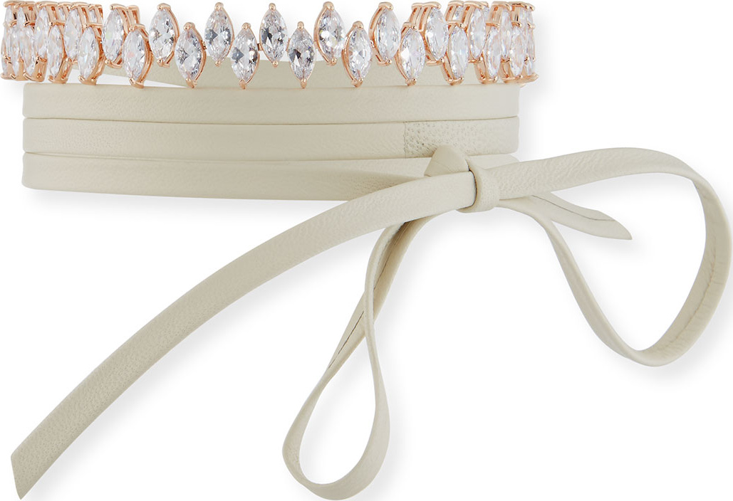 Fallon Monarch Leather & Crystal Choker Necklace