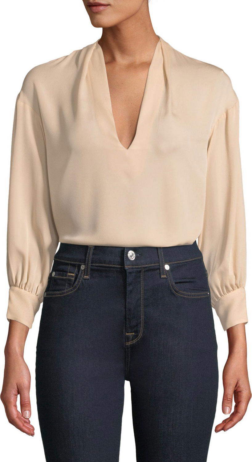 Joie Ninarika Silk V-Neck Top