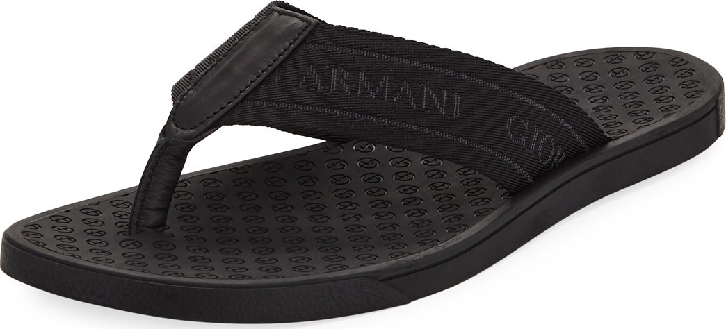 Giorgio Armani Logo Jacquard Thong Sandal