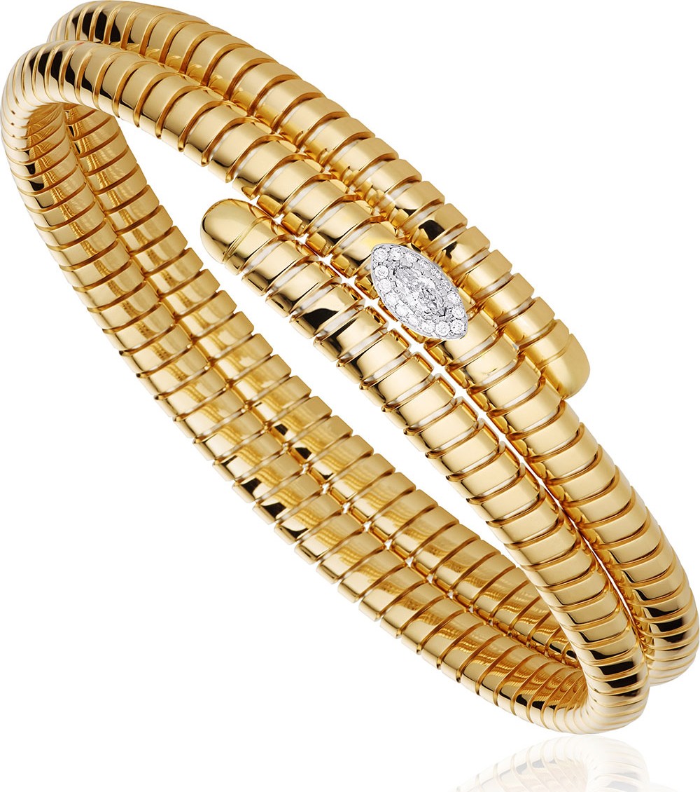 Marina B Trisola 18k Diamond Triple Navetta Bangle, Size L