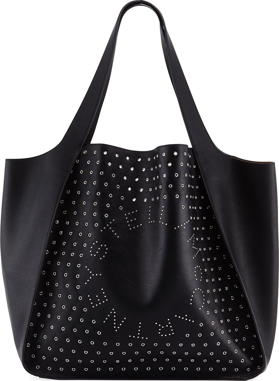 Stella McCartney Large Logo Tote Bag with Eyelets and Studs