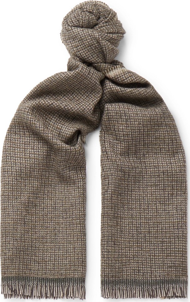 Caruso Fringed Checked Wool-Blend Scarf